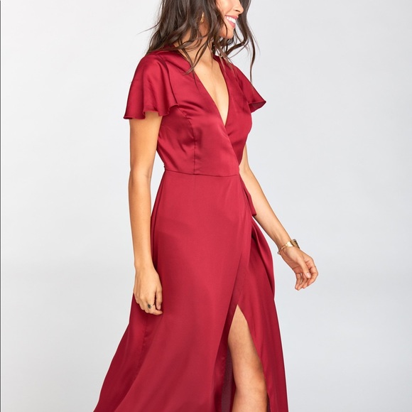 NWT SMYM Ruby Luxe Satin Noelle Wrap Dress - Picture 4 of 14